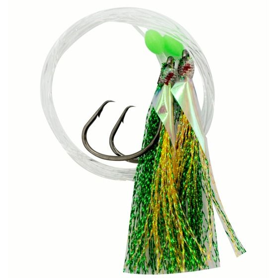 Burnsco Flasher Rig 5/0 – Green Orange | 2 Recurve Hooks | Snapper, Tarakihi, Gurnard