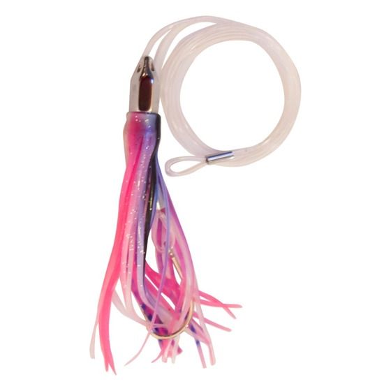 Edge Feathered Trolling Lure 5in – Bullet Head, Pink/Blue/Silver (Pre-Rigged Single Hook)