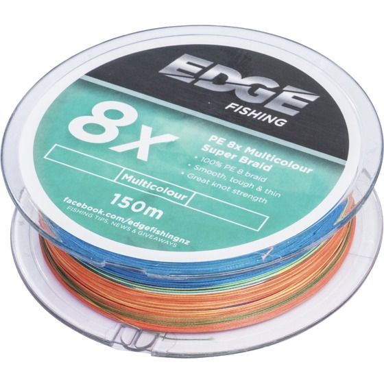 Edge Braid 20lb PE 8X Multi Colour 150m Braided Fishing Line