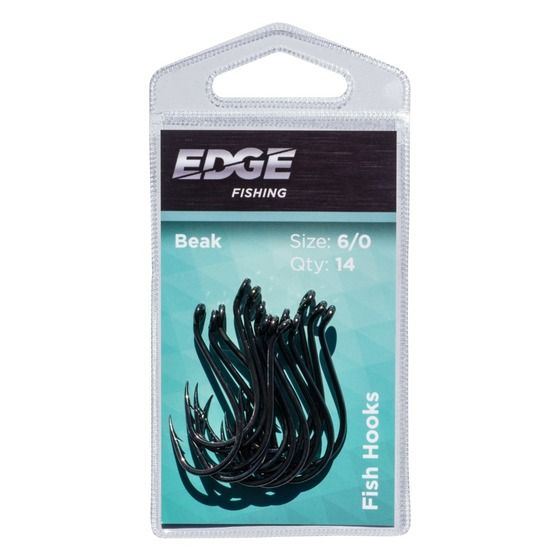 Edge Beak Fishing Hooks 6/0 – 14 Pack | High Carbon Steel, Black Nickel Coated