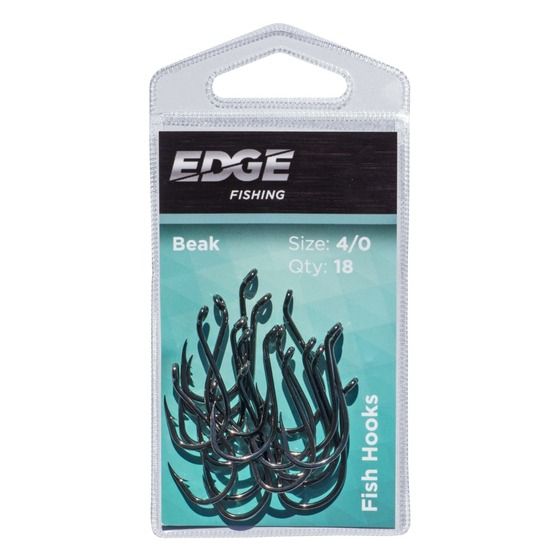 Edge Beak Fishing Hooks 4/0 – 18 Pack | High Carbon Steel, Black Nickel Coated