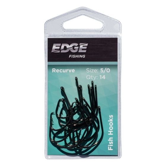 Edge Inline Recurve Hooks 5/0 (14 Pack) – High Carbon Steel Fishing Hooks