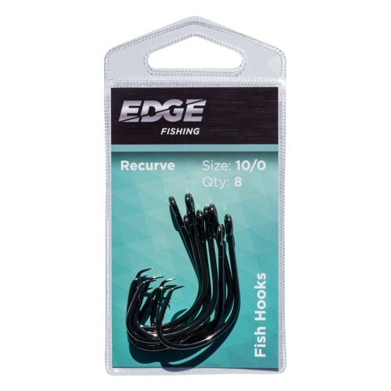 Edge Inline Recurve Hooks 10/0 (8 Pack) – High Carbon Steel Fishing Hooks