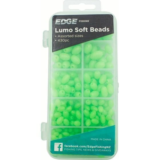 Edge Soft Lumo Glow Beads – Assorted Sizes, Green & Pink, 430pc Pack