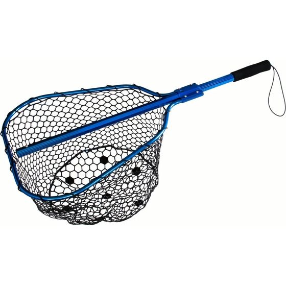 Burnsco X-Large Landing Net – 655mm Rubber Net, Retractable Handle, Anodised Aluminium Frame
