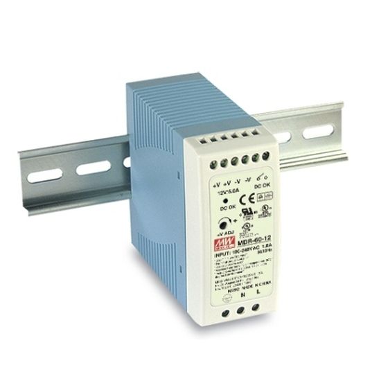 Mean Well 60W DIN Rail Power Supply – 48V DC 1.25A, 70°C Rated