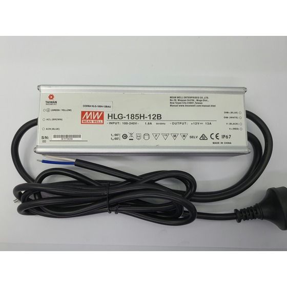 12VDC LED Power Supply 13A 185W – IP67 Weatherproof