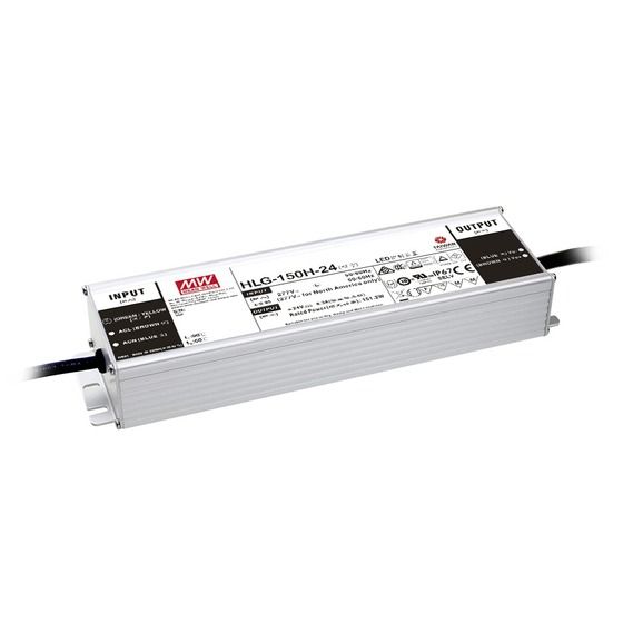 Mean Well 24V DC 6.3A IP67 LED Power Supply – Dimmable, Metal Housing, 7-Year Warranty