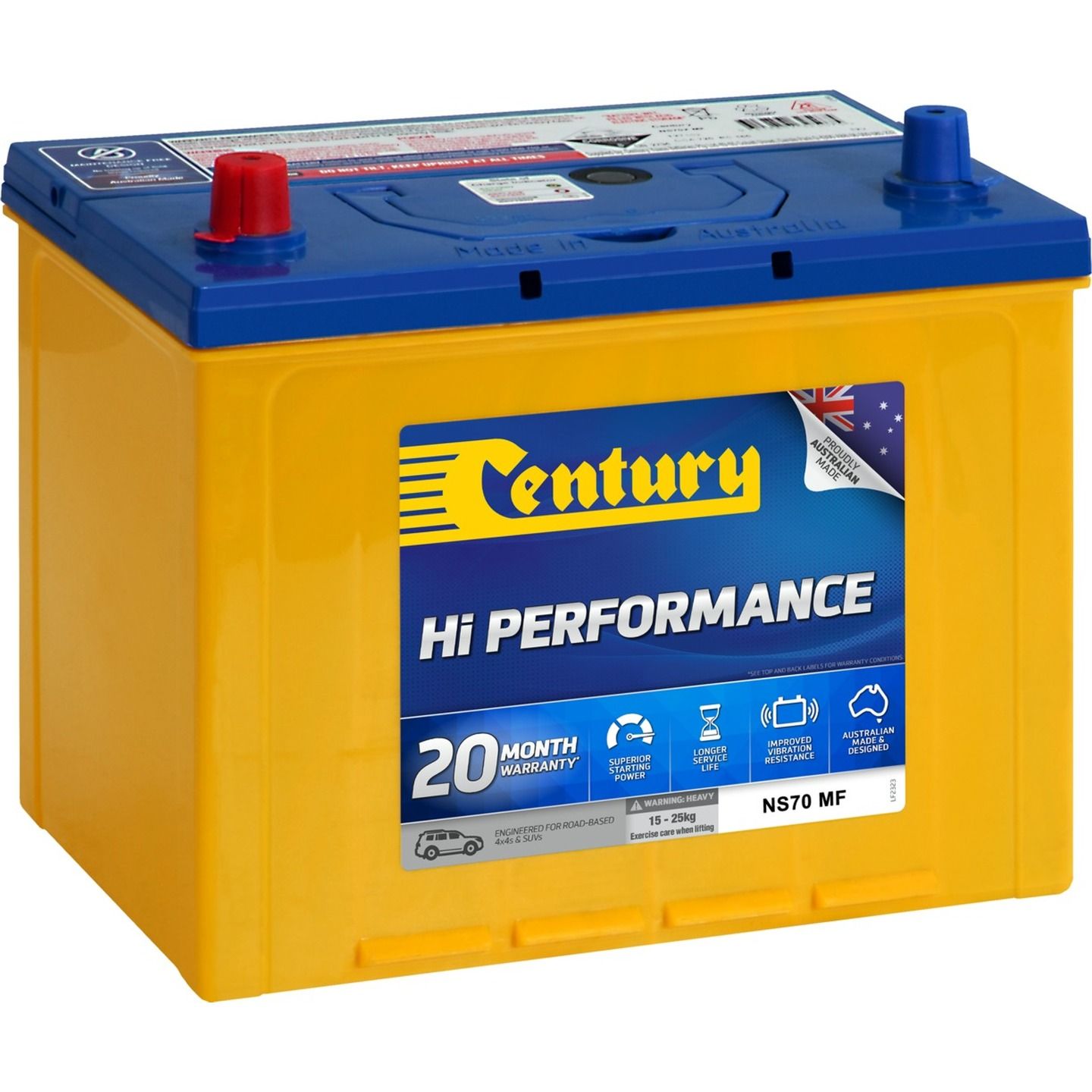 Century Hi Performance 4WD Battery NS70 MF 650CCA 75AH 12V