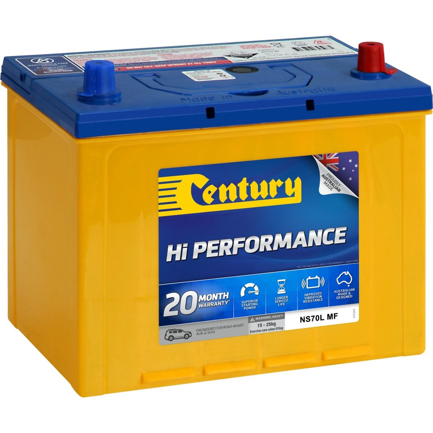 Century Hi Performance 4WD Battery NS70L MF 650CCA 75AH 12V