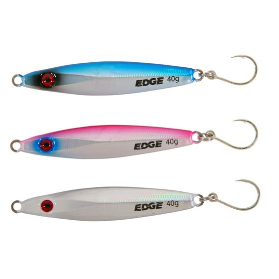 Edge Microbait 40g Jig 3-Pack Kit – Blue/Silver, Silver/Glow, Pink/Silver