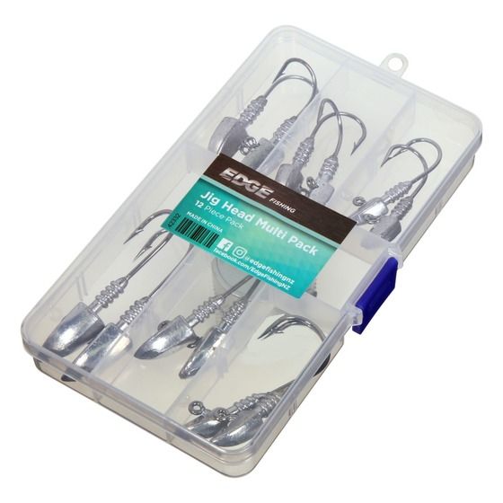 Edge Jig Head 12pc Multi Box – Assorted Mustad Hooks in 3/0 & 5/0