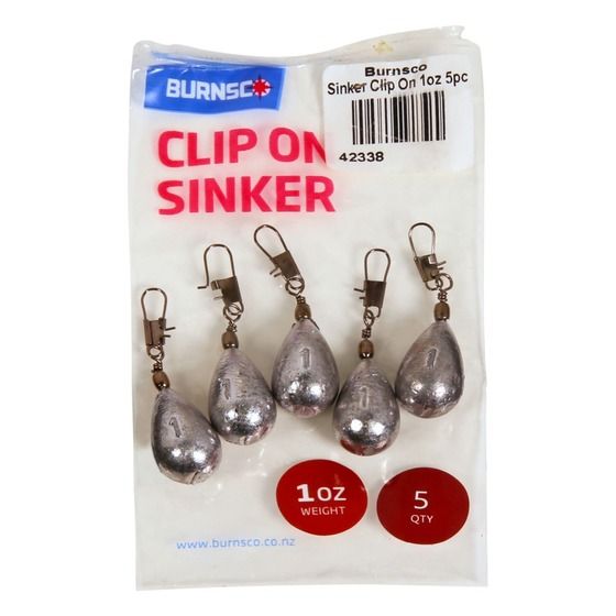 Clip-On Sinker 1oz 5pk – Built-In Swivel, No Re-Tying Needed