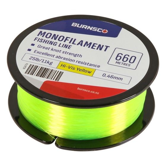 Burnsco Hi-Vis Yellow Monofilament Line – 25lb, 660m Spool