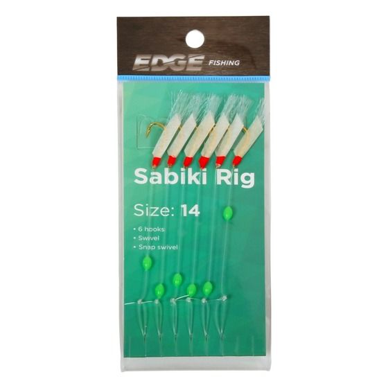 Edge Sabiki Rig #14 – 6-Hook Live Bait Rig with Lumo Wings