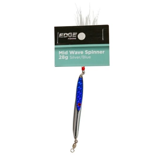 Edge Mid Wave Spinner 28g – Holographic Silver/Blue Kahawai Lure (JAYCAR)