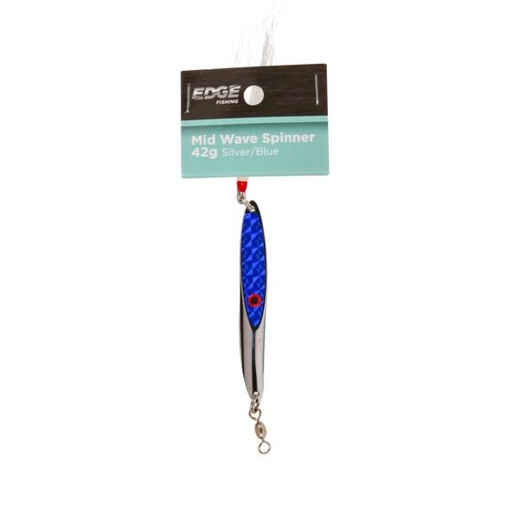 Edge Mid Wave Spinner 42g – Holographic Silver/Blue Kahawai Lure (JAYCAR)