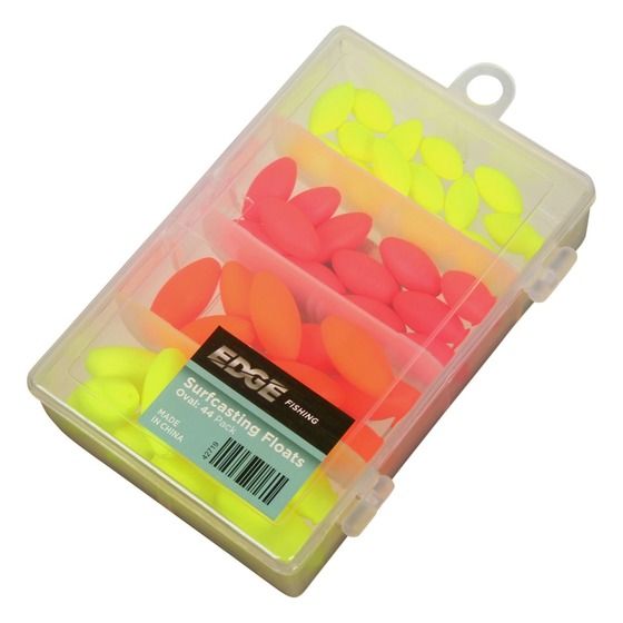 Edge Surfcasting Oval Floats, 44 Pack – Sizes #5 to #8, Multi-Colour Tackle Tray