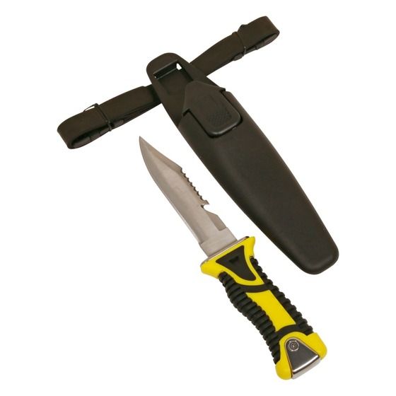 Burnsco Dive Knife – 13 cm Stainless Blade, Serrated Line Cutter, Sheath Included (Jaycar)