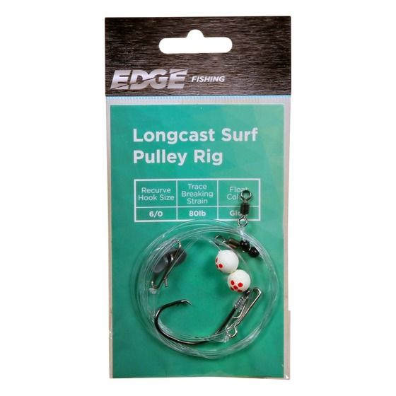Edge Long Cast Glow Surf Pulley Rig 6/0 – 80lb Trace with Bait Release Clip