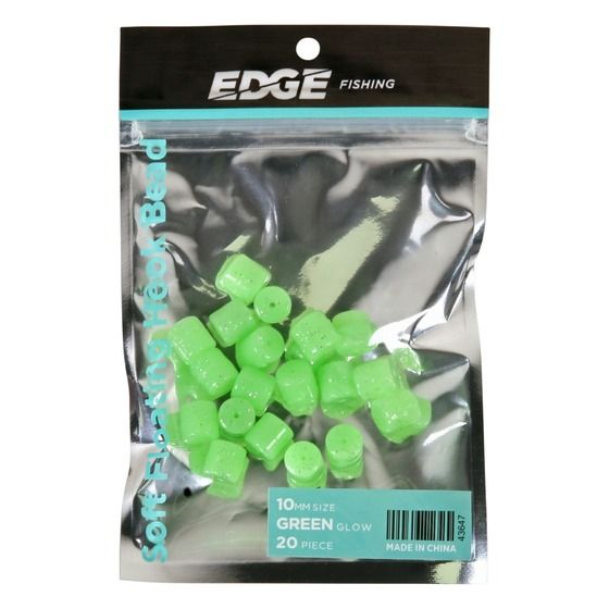 EDGE GREEN CYLINDER SOFT FLOATING BEADS 10MM 20PC