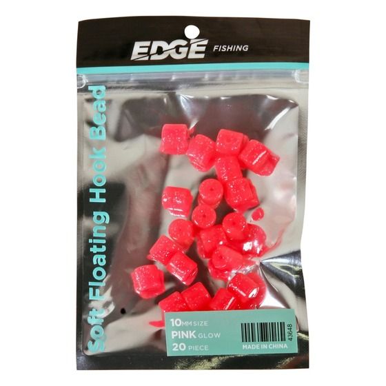 Edge Pink Cylinder Soft Floating Beads – 10mm, 20 Pack, Glow in the Dark