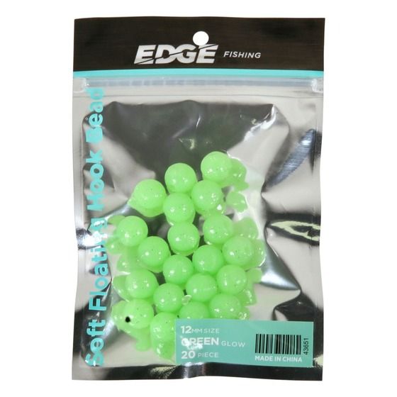 EDGE GREEN ROUND SOFT FLOATING BEADS 12MM 20PC