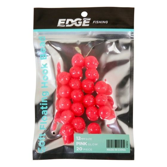 Edge Pink Round Soft Floating Beads – 12mm, 20 Pack, Glow in the Dark