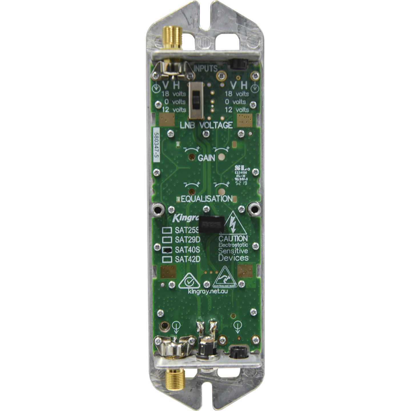 40dB Gain Distribution Amplifier Single Input 950-2400MHz Frequency Range local or remotely powered - Foxtel Approval F30949