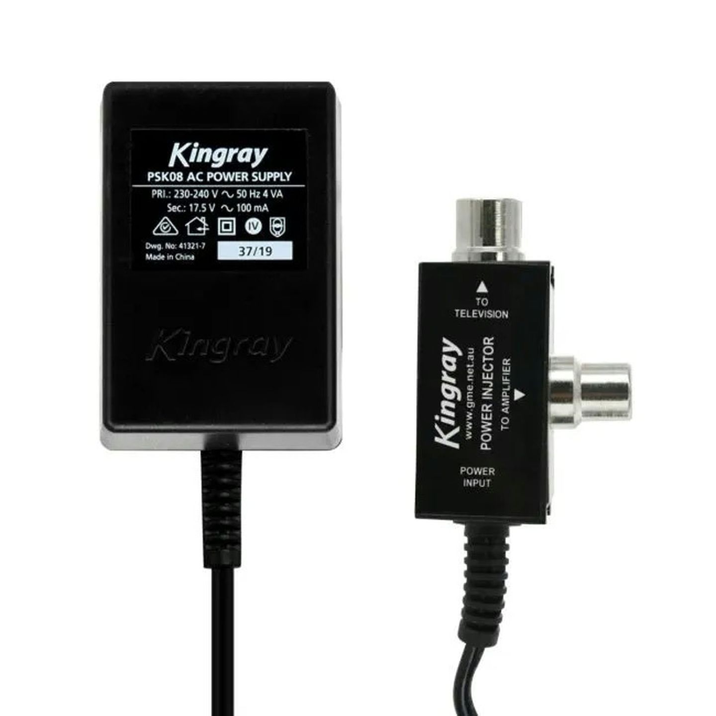 Kingray 17.5V AC 100mA Plug Pack with PAL connection on power injector