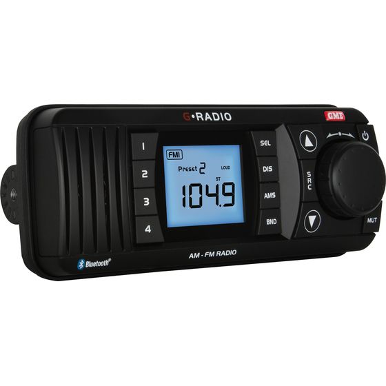 GME AM/FM IP67 Marine Stereo with Bluetooth – Black