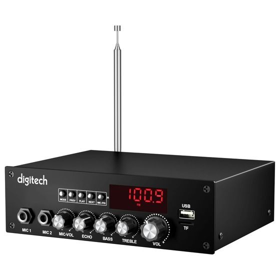 Jaycar 2x50W Car Amplifier with Bluetooth, USB, TF, FM, 2x AUX & 2x Mic Inputs