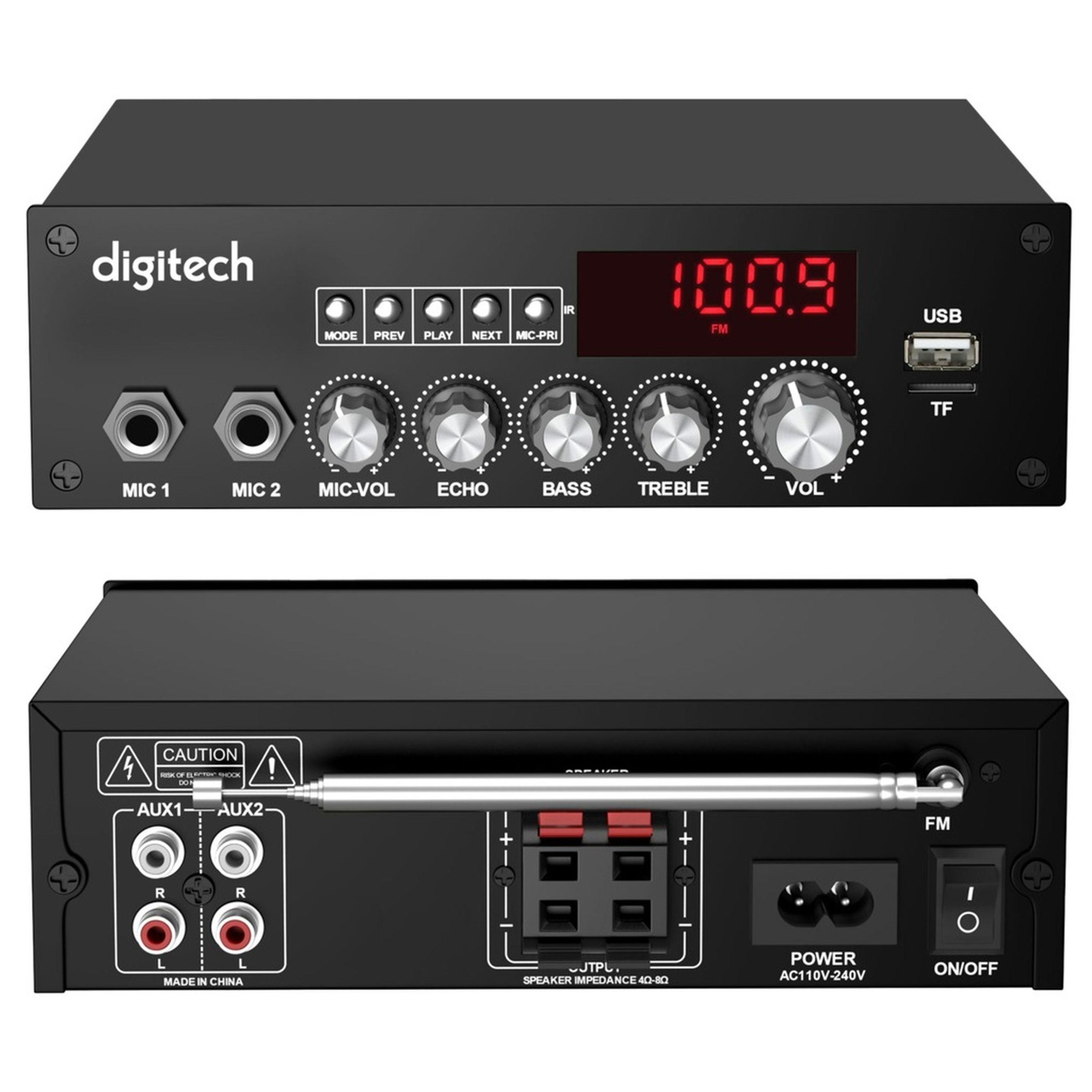 2100W Power Amplifier support BT/USB/TF/FM/2AUX/2MIC  