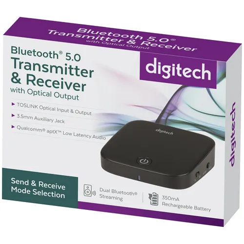 Digitech bluetooth 5 0 audio transmitter and receiver with optical