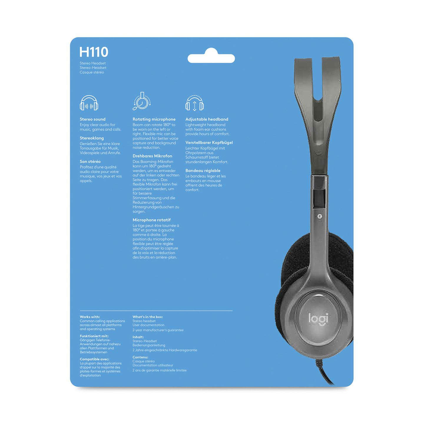 Logitech H110 Wired Stereo Headset with Microphone