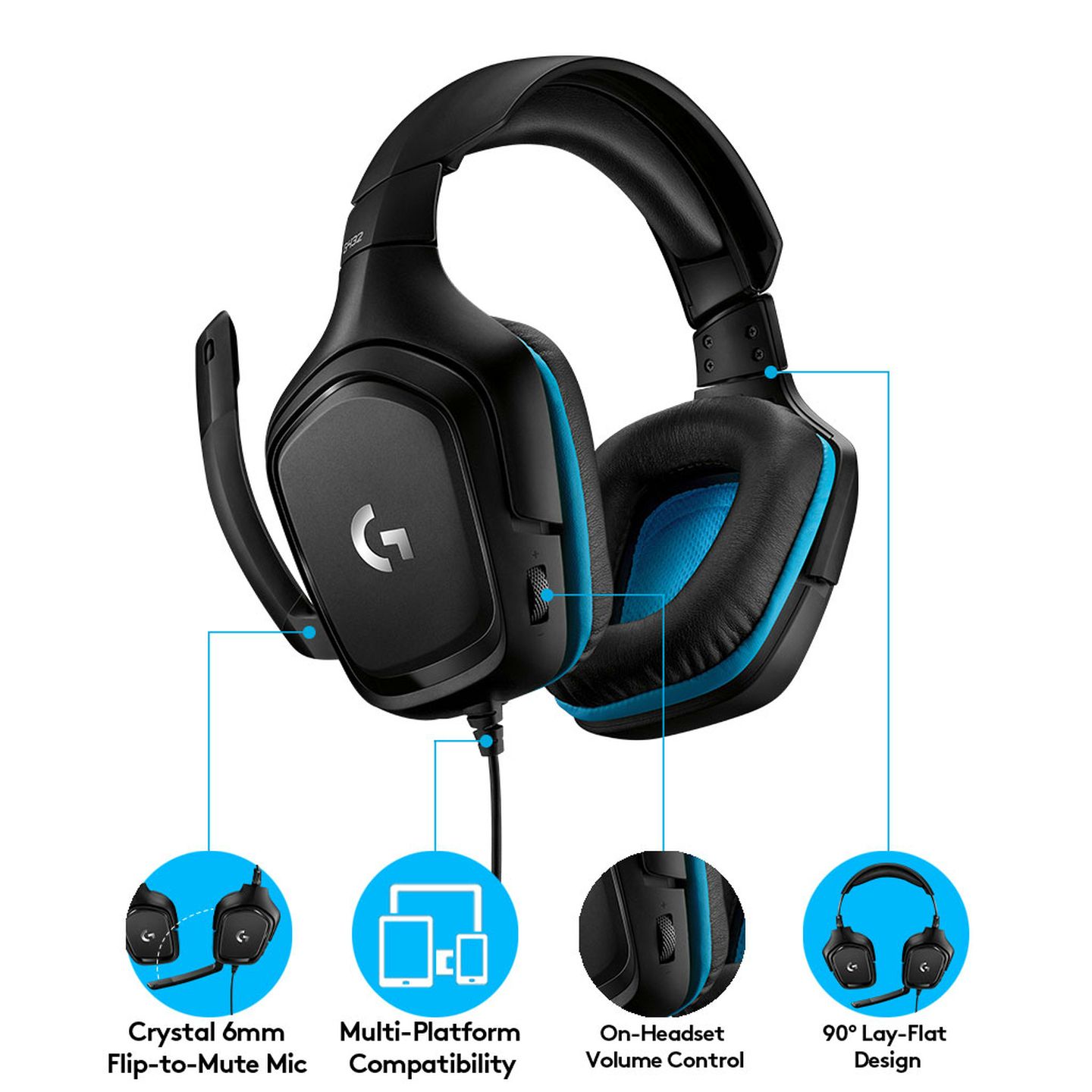 Logitech G432 7.1 Surround Sound Wired Gaming Headset