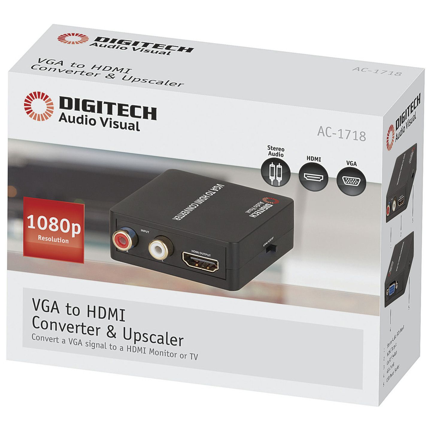 Digitech VGA to HDMI Converter and Upscaler with Stereo Audio