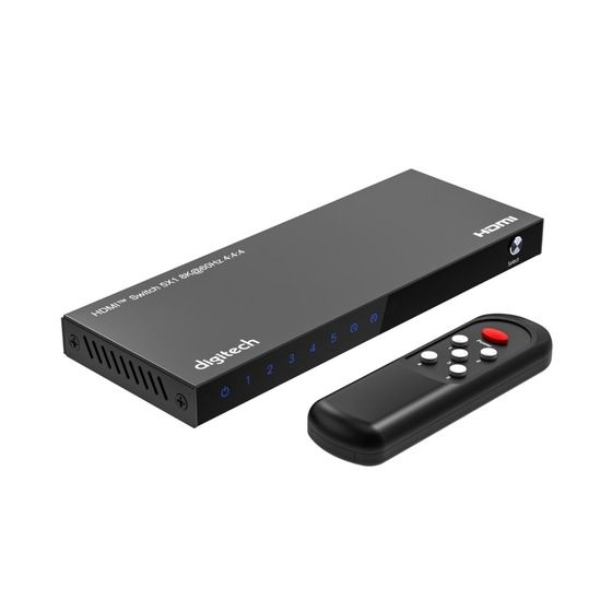 Digitech 5-Input HDMI Switcher – One-Touch or Remote, USB-Powered