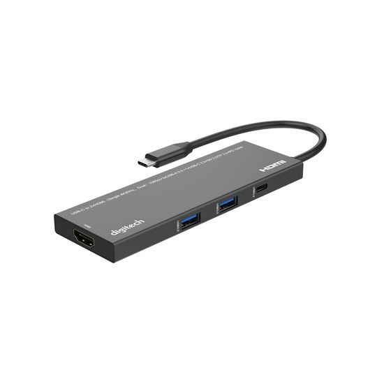 USB-C to Dual HDMI Adapter – Single 4K@30Hz / Dual 1080p, PD 100W, SD/TF Reader