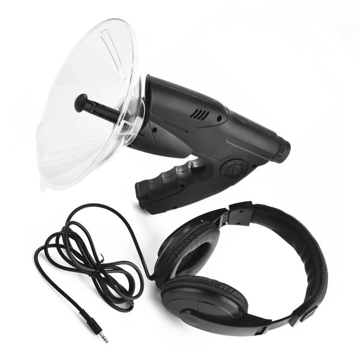 Parabolic Microphone with Audio Recorder and Headphones