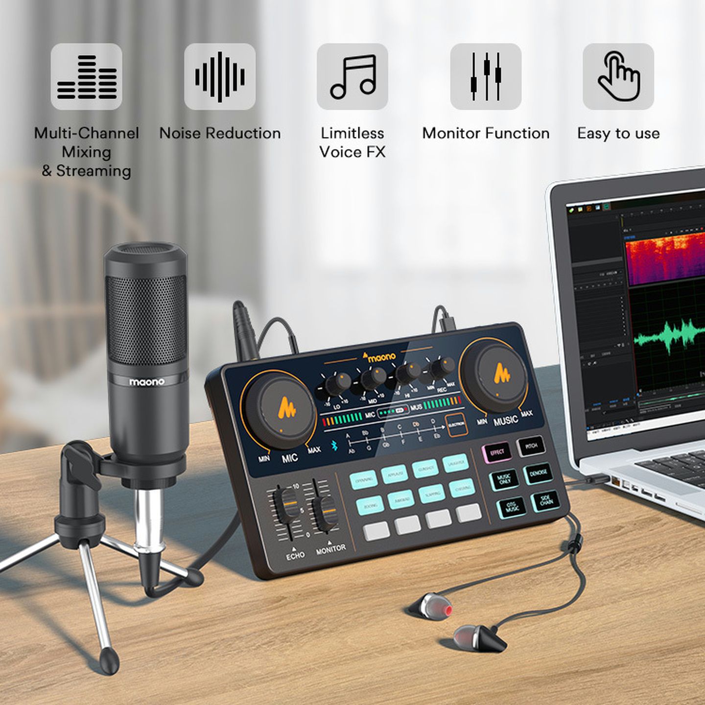 Maonocaster All in One Podcast Production Studio with Microphone