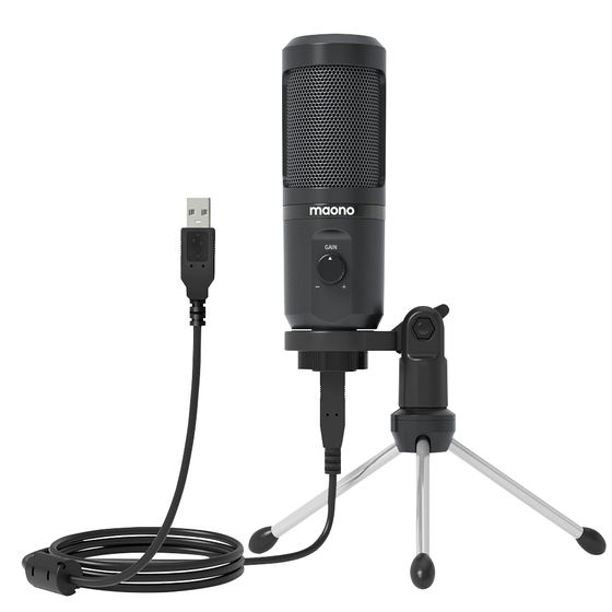 MAONO USB GAMING MICROPHONE WITH MIC GAIN CONTROL WITH TRIPOD DESK STAND