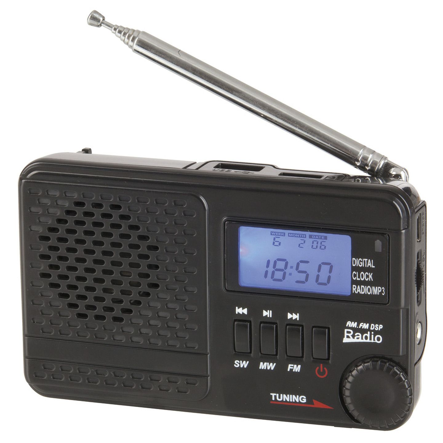 Digitech AM/FM/SW Rechargeable Radio with MP3