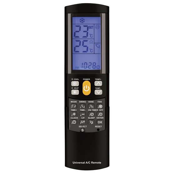 Jaycar Universal Air Con Remote – Blue Backlit LCD, 2000+ Models, Mountable Cradle