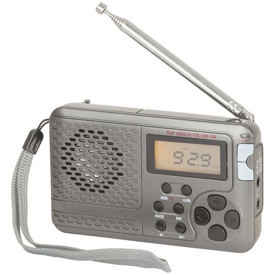 DIGITECH Multiband FM/MW/SW Pocket Radio with Alarm Clock, Backlit LCD & Keypad Lock