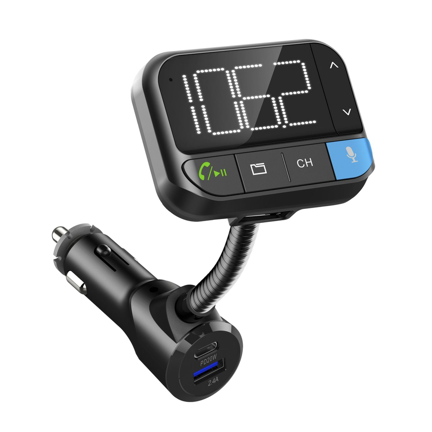 Digitech FM Transmitter with Voice Commands Bluetooth USB Type C Power Delivery 20W 