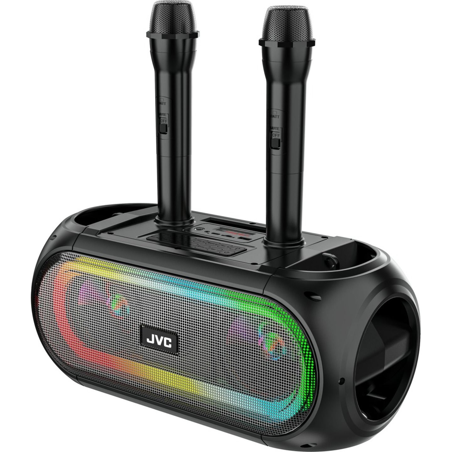 JVC Karaoke Speaker with Bluetooth 2x Microphones and RGB Lighting