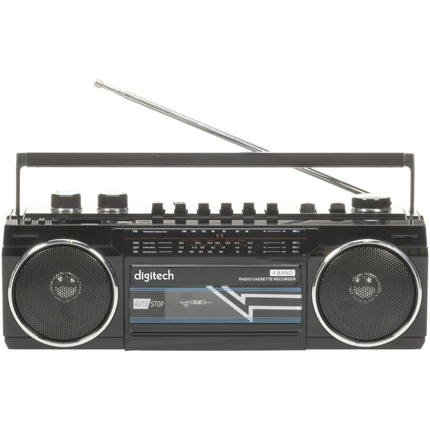 Boom Box with Cassette Bluetooth and AM/FM Radio