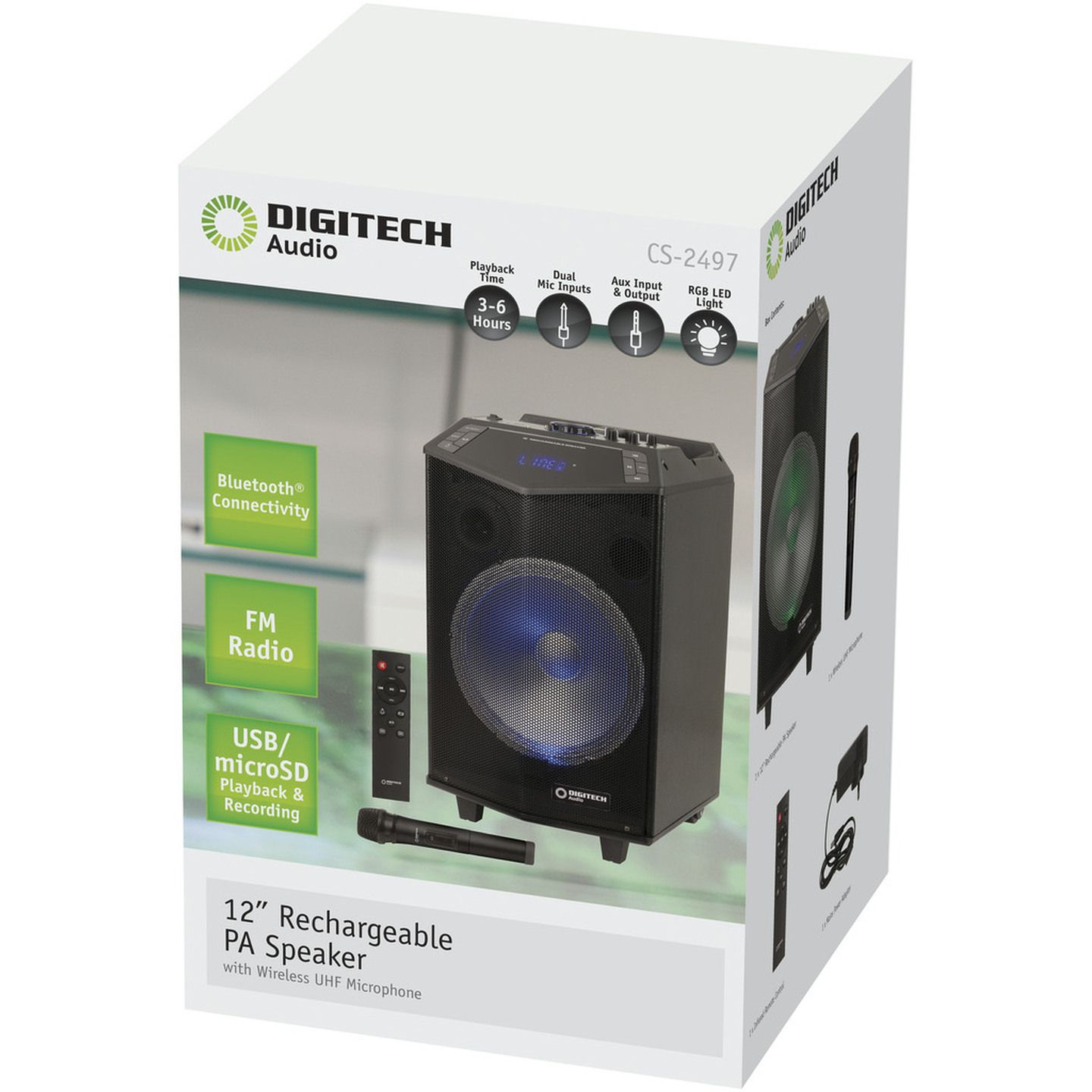 12 Inch Rechargeable PA Speaker with Wireless Microphone