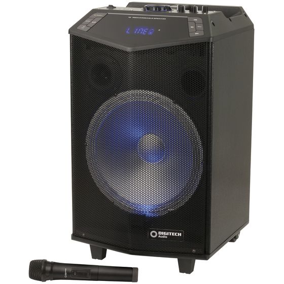 Jaycar CS2497 12-Inch Rechargeable PA Speaker with Wireless UHF Microphone